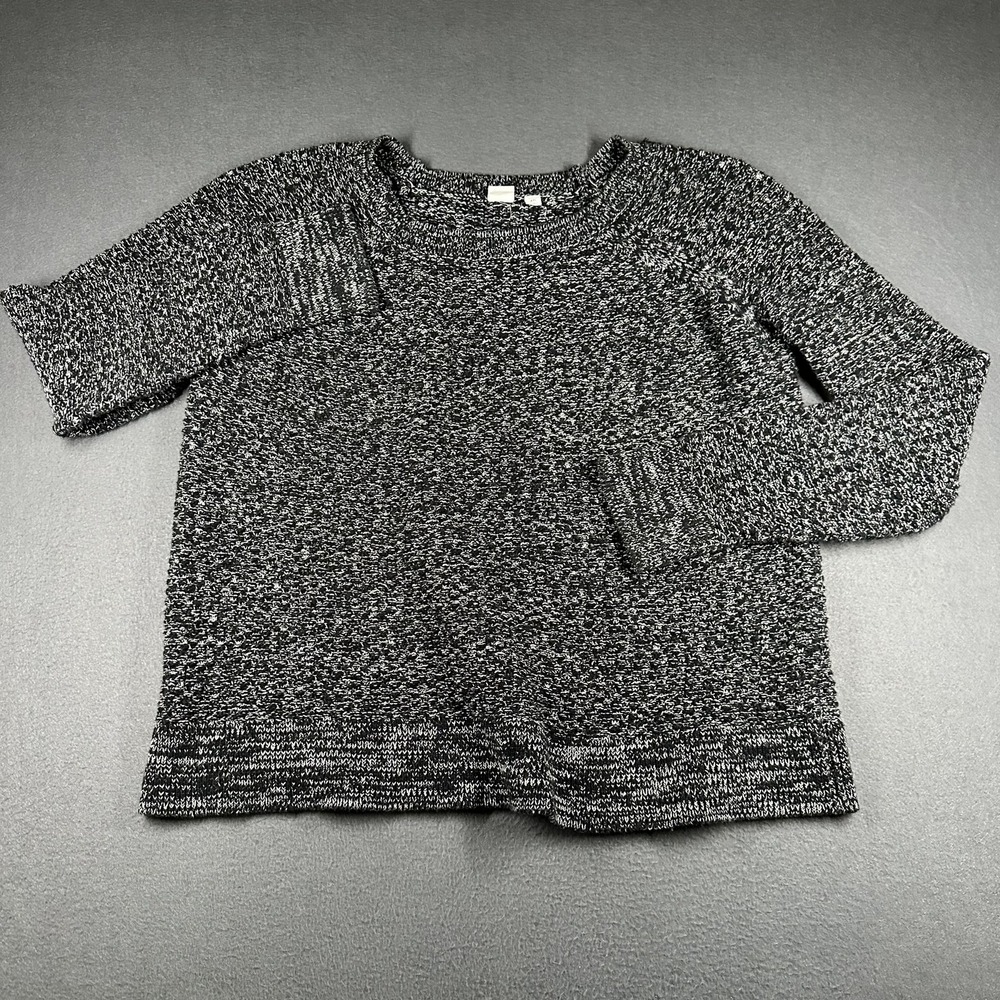 Gap Sweater Womens XXL Black Crewneck‎ Marl Knit Raglan Long Sleeve Pullover